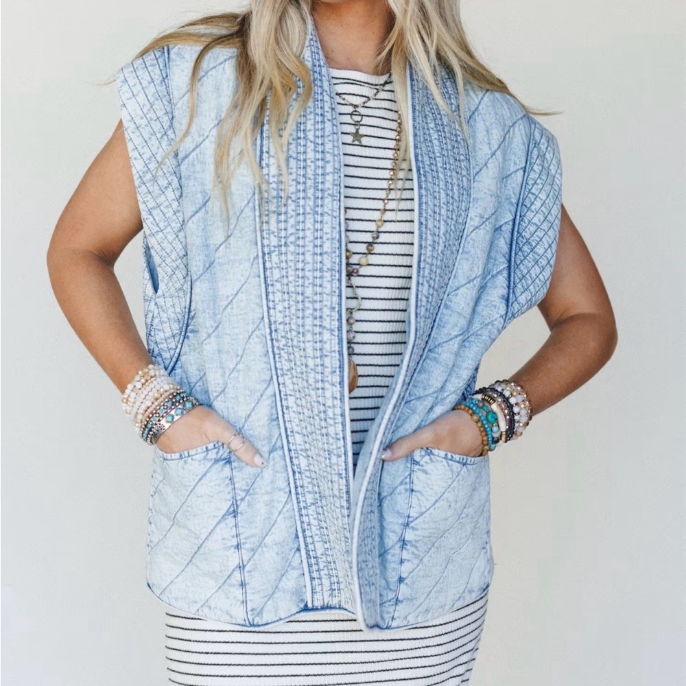 CJLA Quilted Denim Vest Sz S.